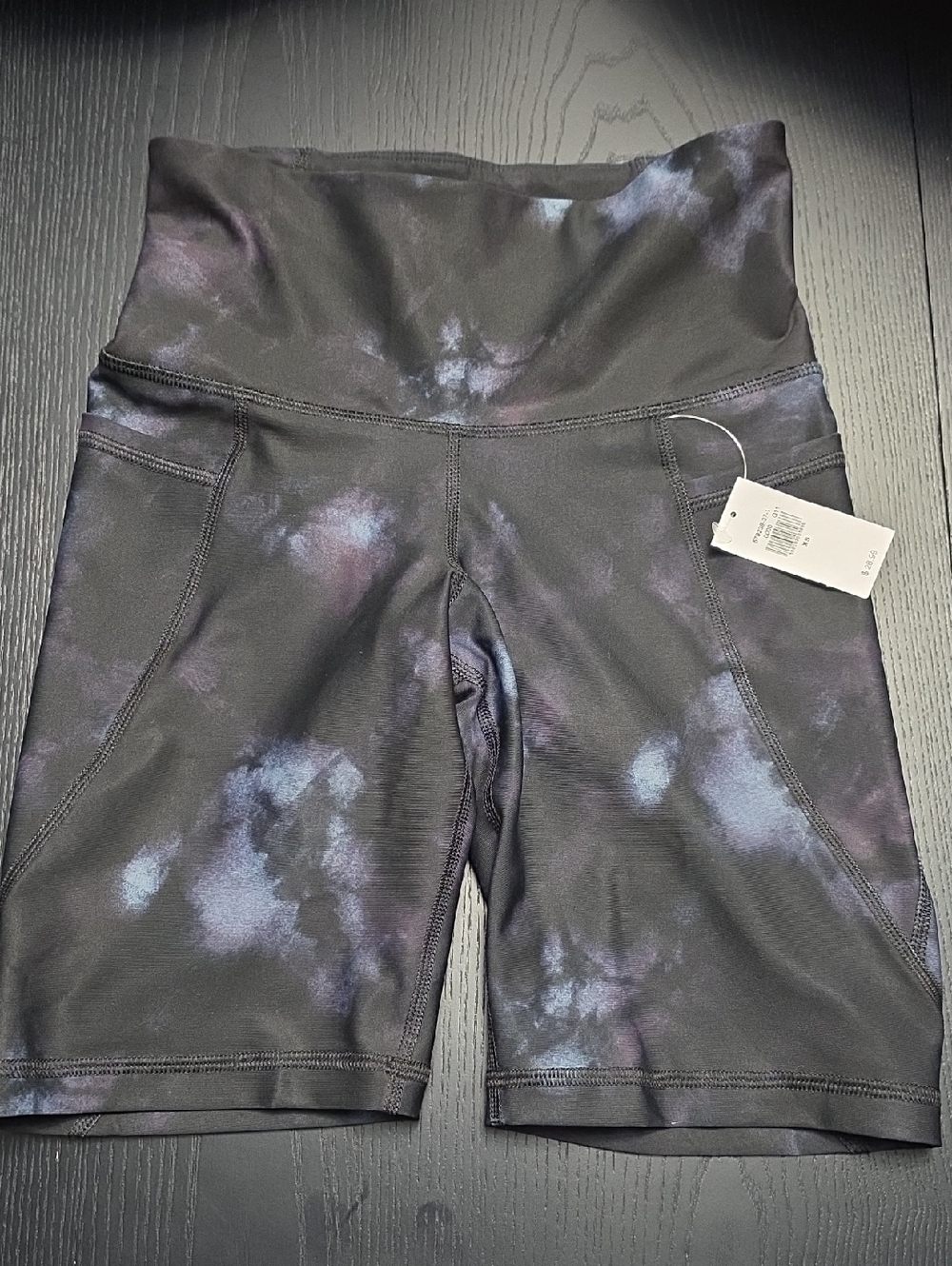 Old Navy Black with Purple & Blue Tie-Dye Bike Shorts